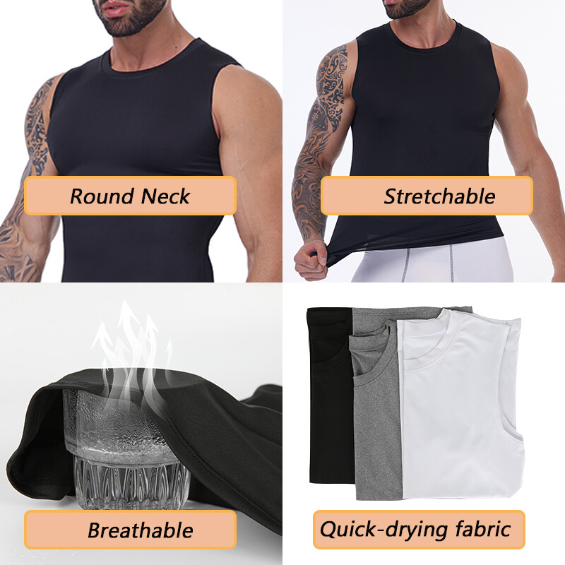 Men's Cool Dry Compression Base Layer Tank Top Sports Running Basketball Workout gallery