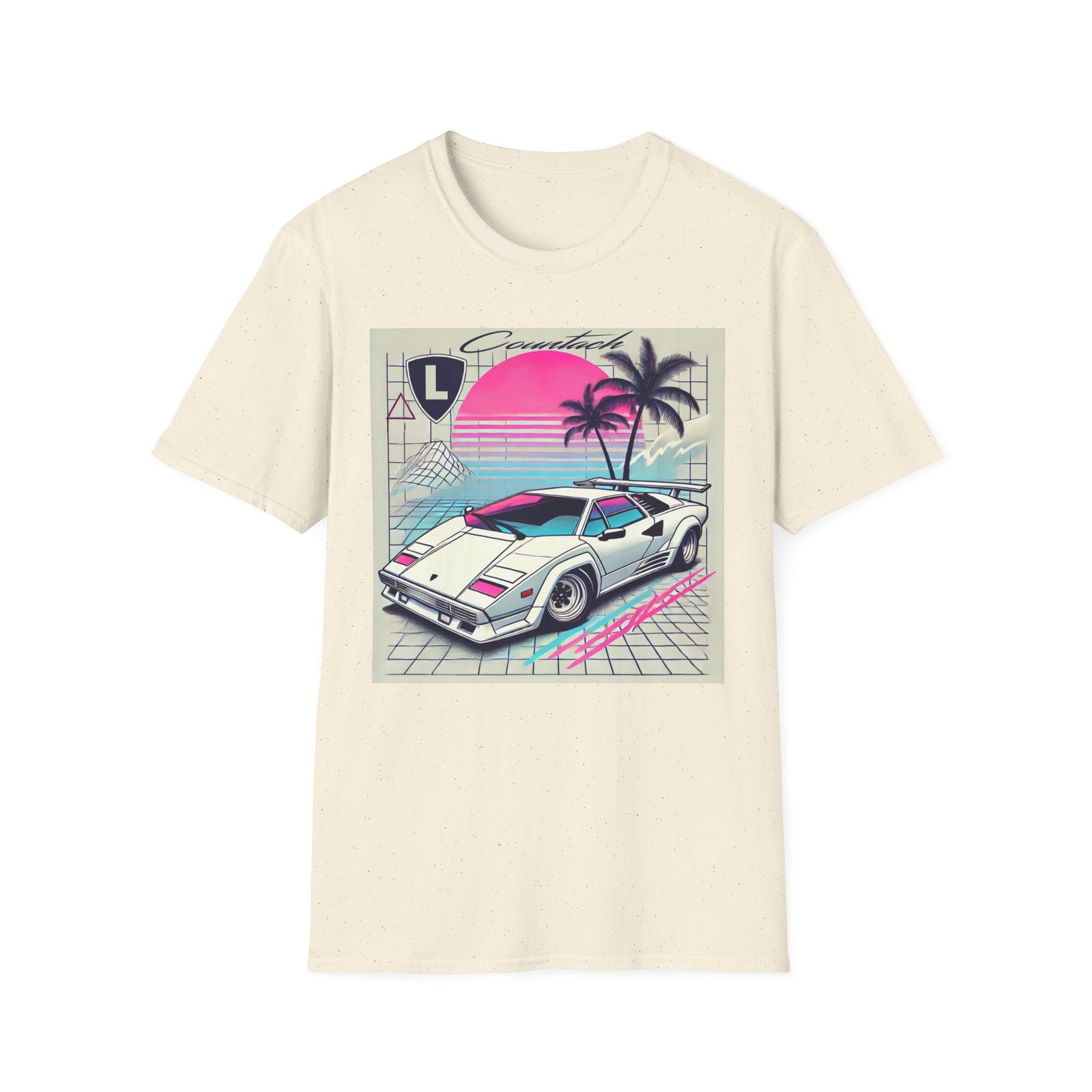Countach Retro 80s 90s Vaporwave Neon Sunset Palm Tree T-Shirt gallery