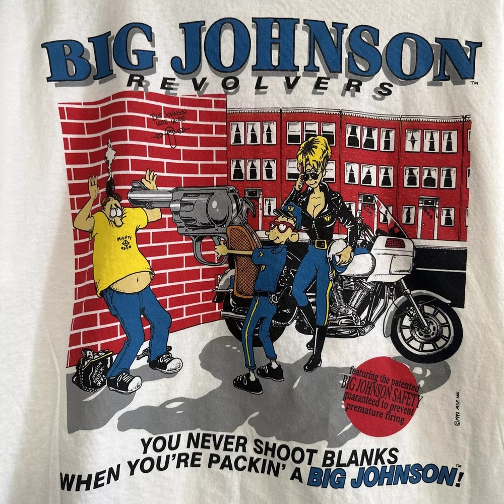Vintage 1992 Big Johnson Revolvers Funny T-Shirt Reprint AN53391
