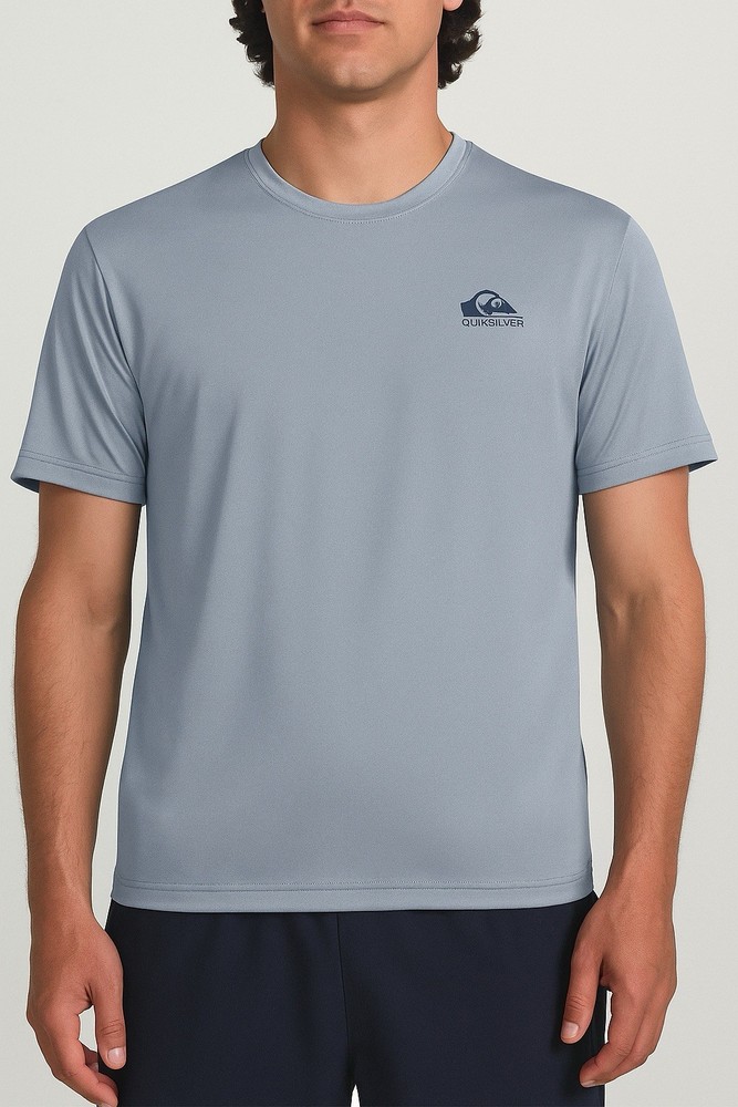 Quiksilver Men’s Regular Fit Tee, 4-Way Stretch, Moisture Wicking, Blue, Size L.