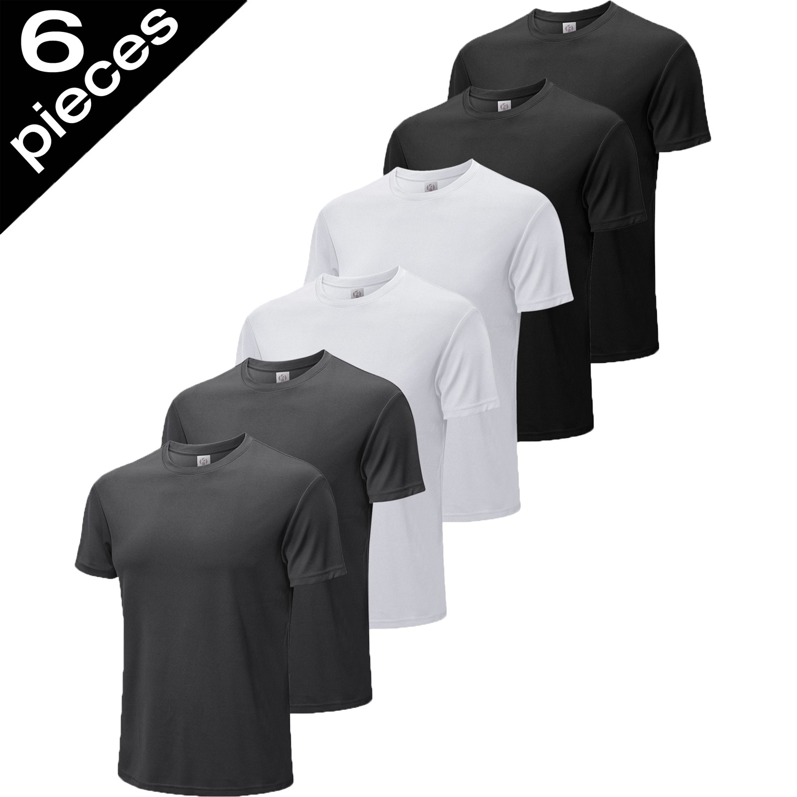 6pcs Men's T-shirts Gym Fitness Workout Top Quick Dry Tee Casual Daily Wear Soft gallery