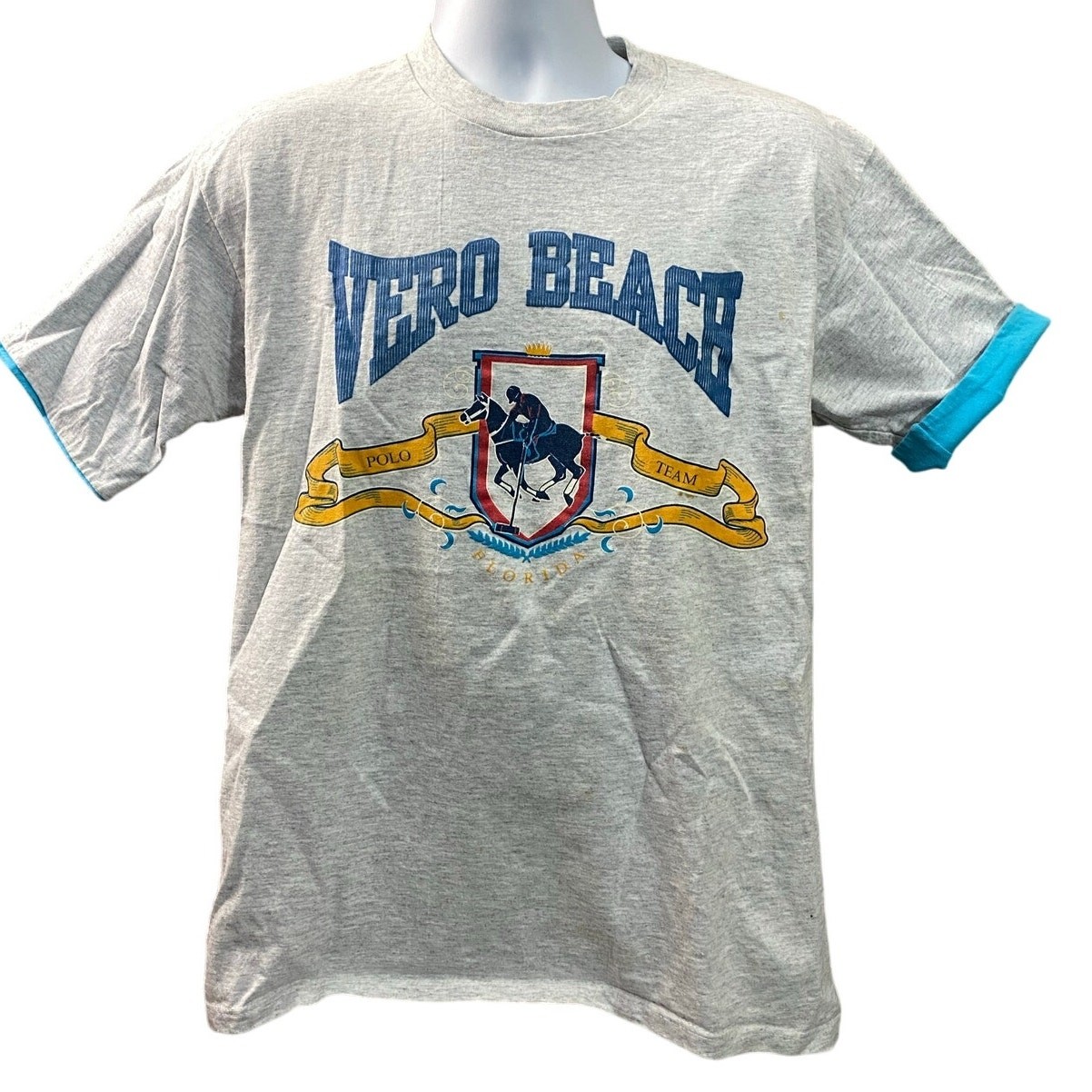 Vintage Single Stitch Vero Beach T Shirt Sz Large USA Made Polo Club -color cuff gallery