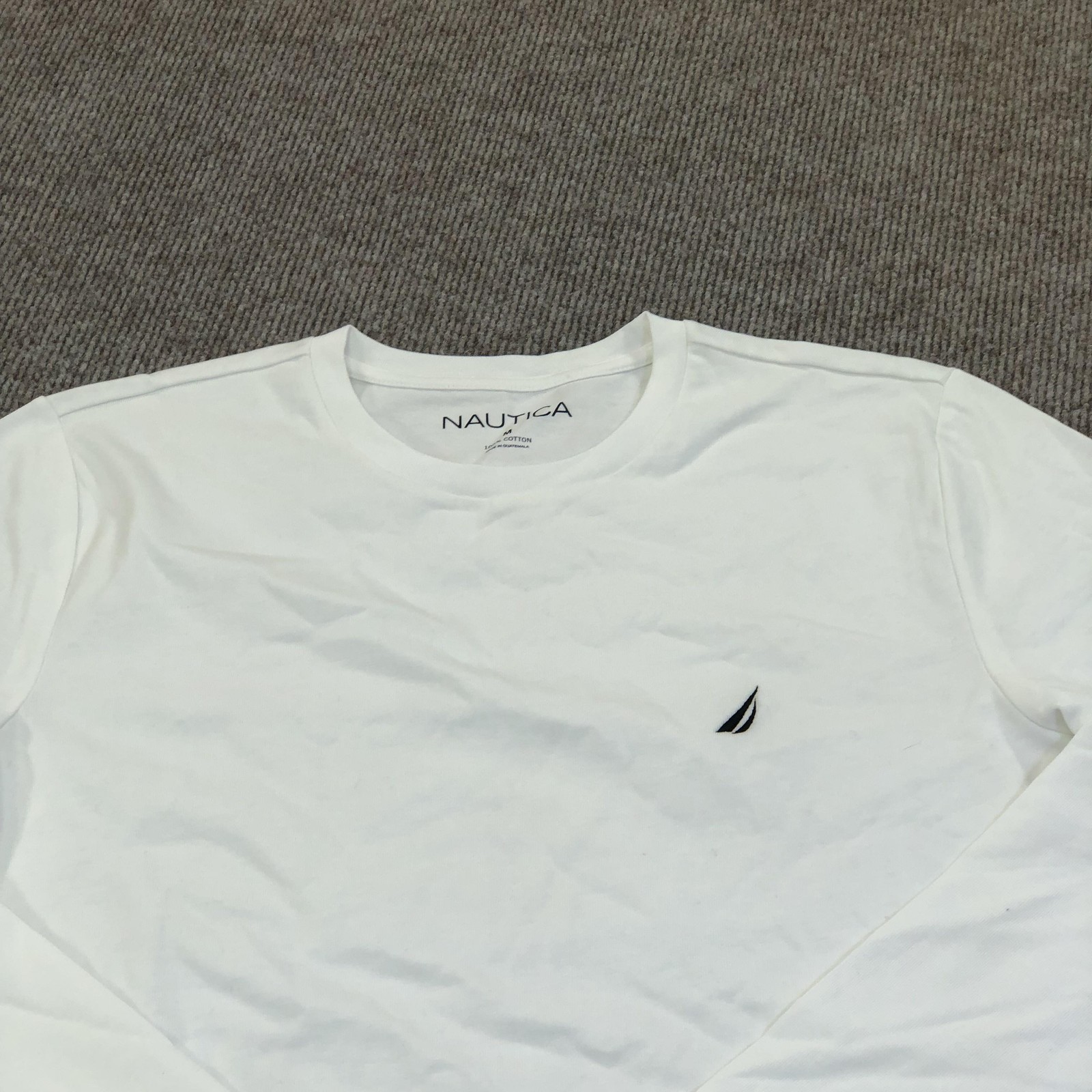 Nautica Shirt Mens Medium White Long Sleeve Logo Graphic Tee Tagless Nautical gallery