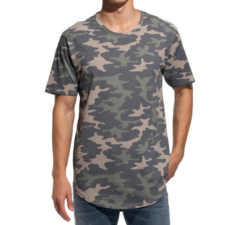 LUCKY BASTARDS CONTEMPORARY CLOTHING LONG TSHIRT EXTENDED WASHED CAMO SCOOP NEW!