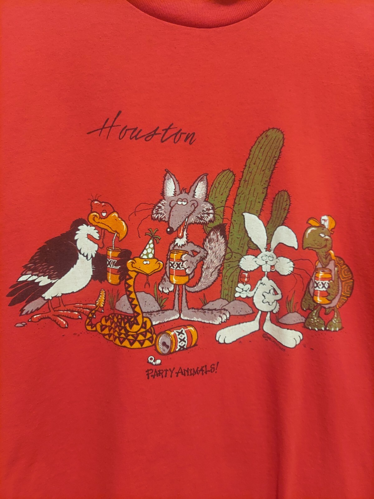 Vintage Stedman Single Stitch Shirt Houston Party Animals 80's USA Large Red gallery