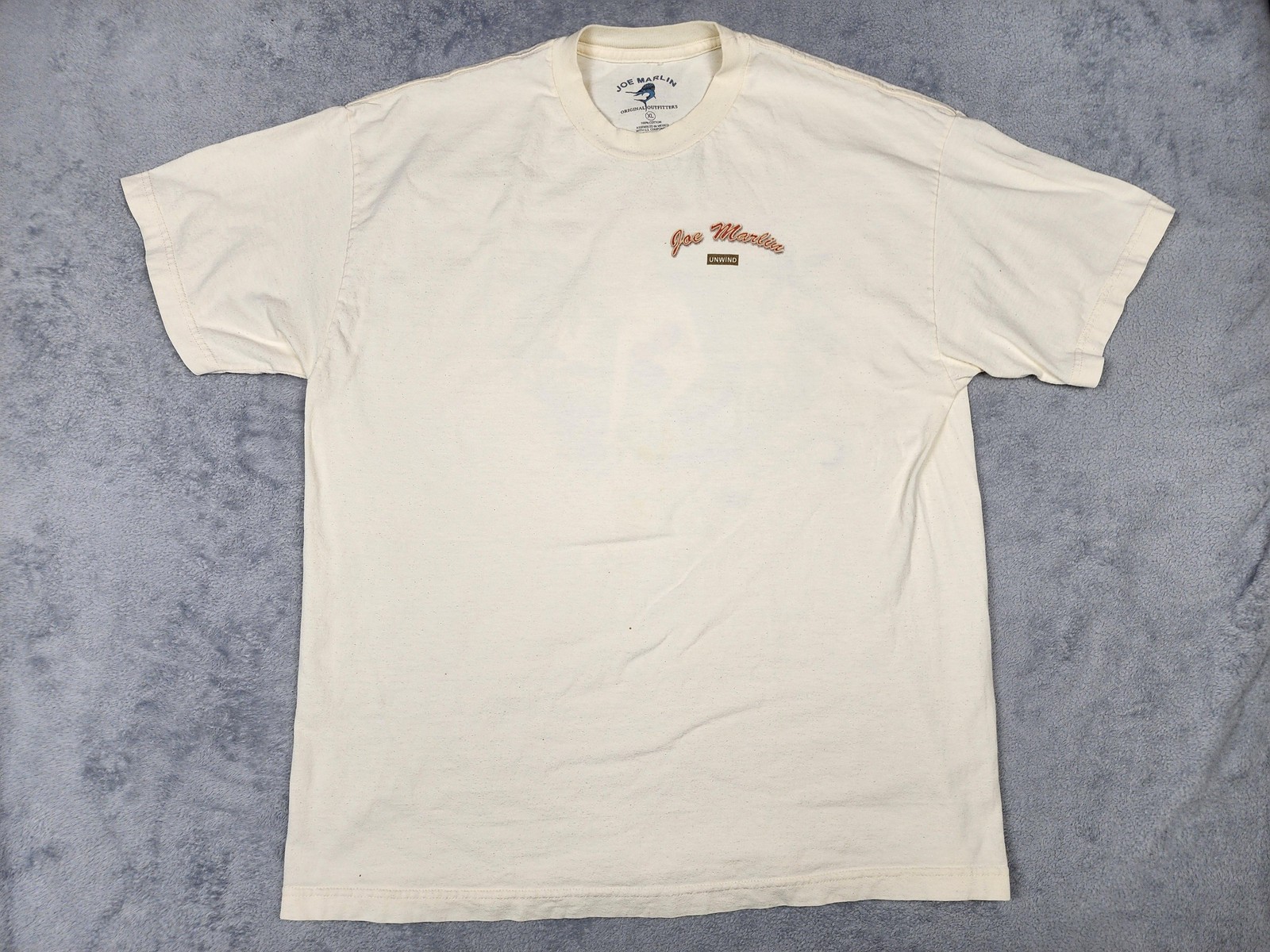 Joe Marlin Shirt Mens XL Cream Reel Action Mermaid Fishing Graphic Tee Unwind