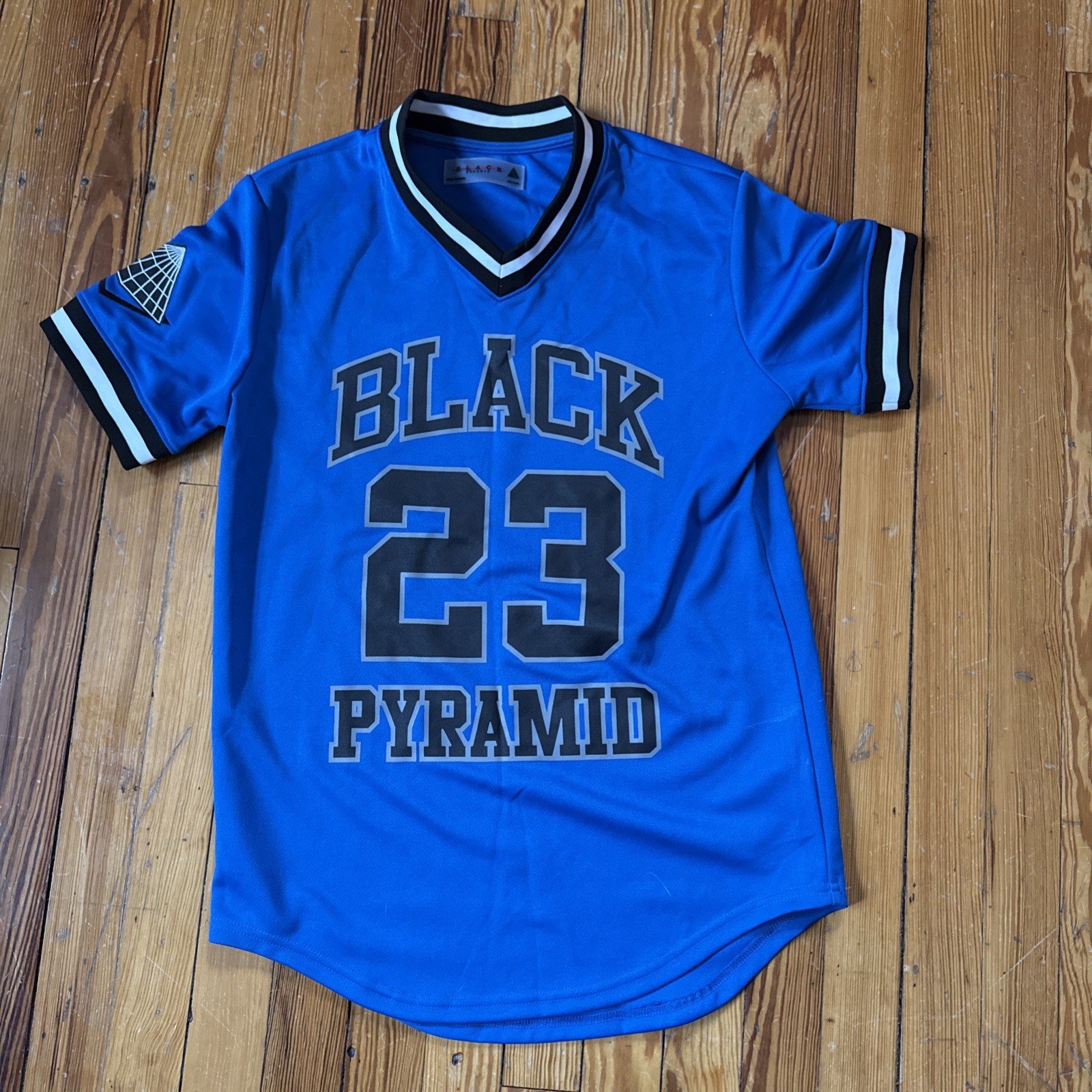 Black Pyramid #23 Blue and Black Jersey Shirt Stitched On Graphics Size Medium gallery