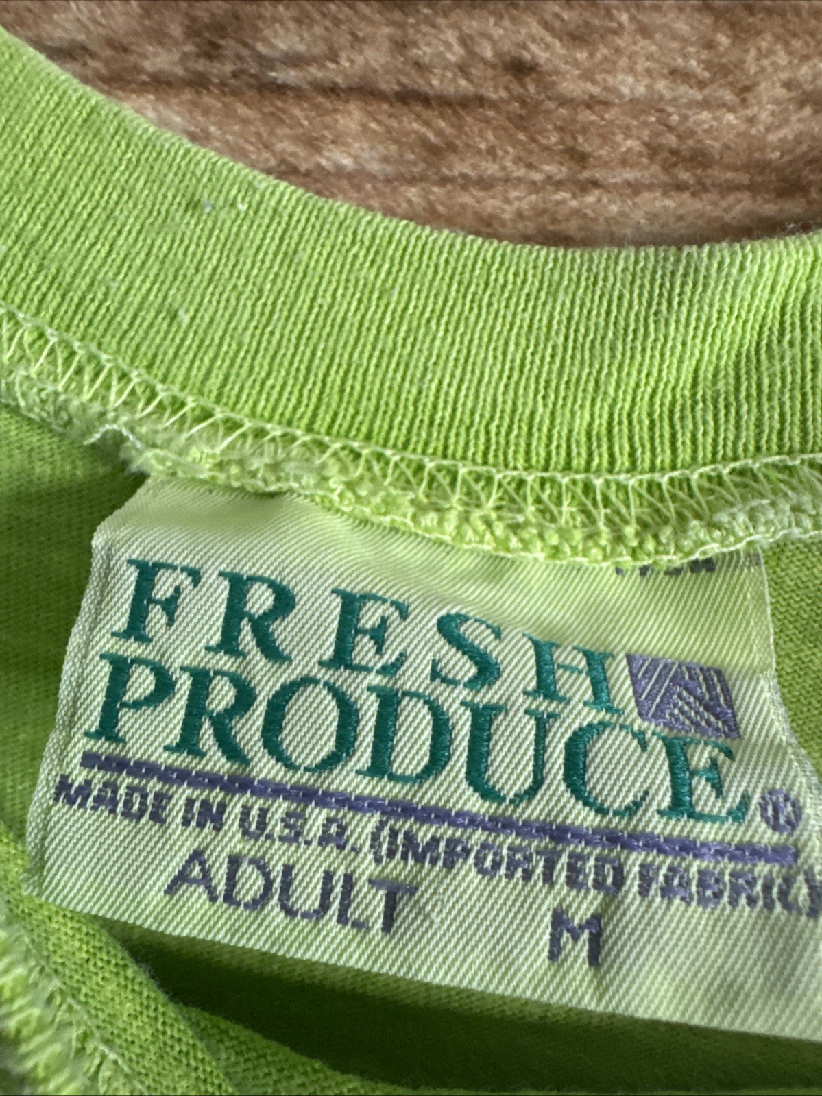 Fresh Produce Shirt Mens Medium Striped Green USA Made Crewneck Tee Linen Cotton gallery