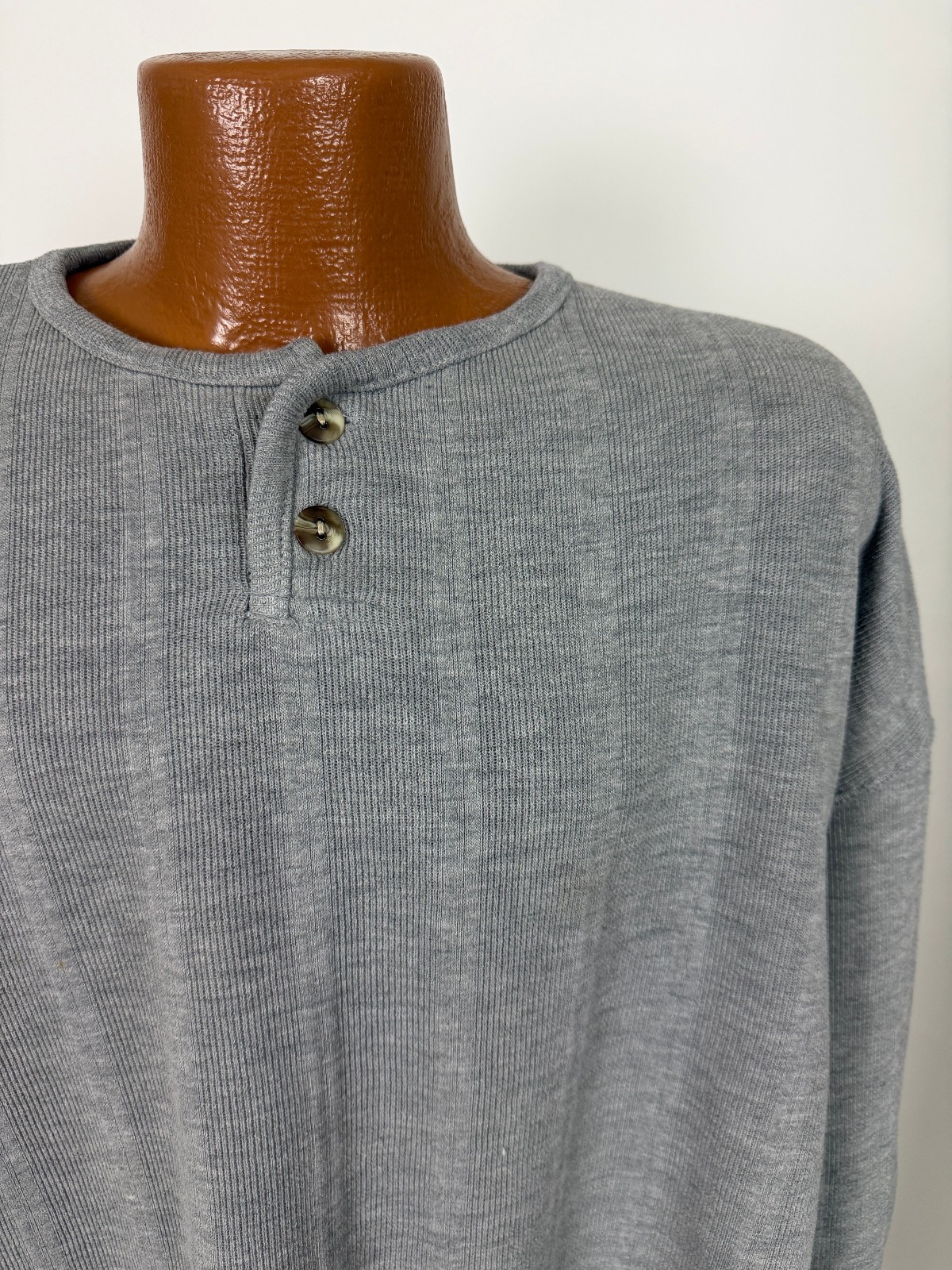 Vintage 90s Ribbed Henley Men XL Oversized Drop Shoulder Minimalist Grunge Heavy gallery