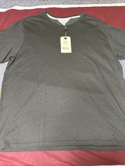 rag & bone – Beluga Micro Stripe SS Crewneck T Shirt XXL – Grey, Black