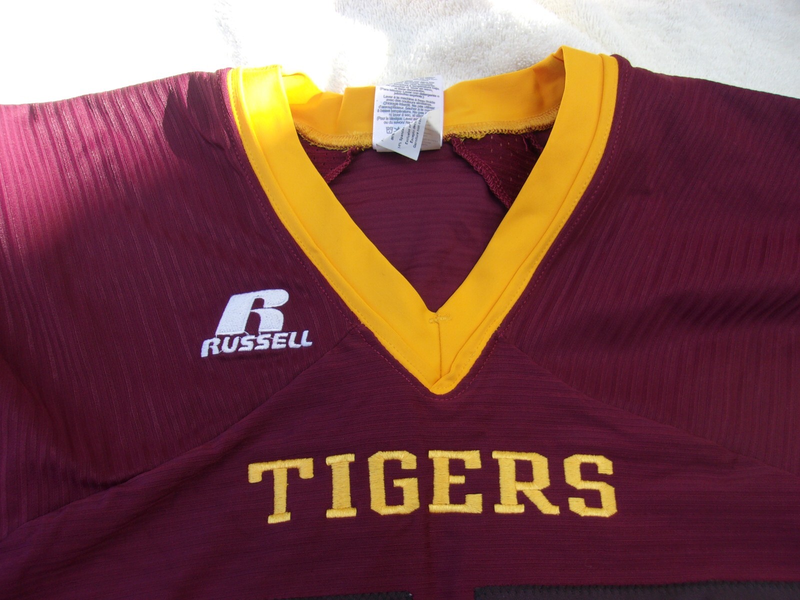 NWOT Russell game cut football jersey, nylon blend, men's L, teams, colors, long gallery