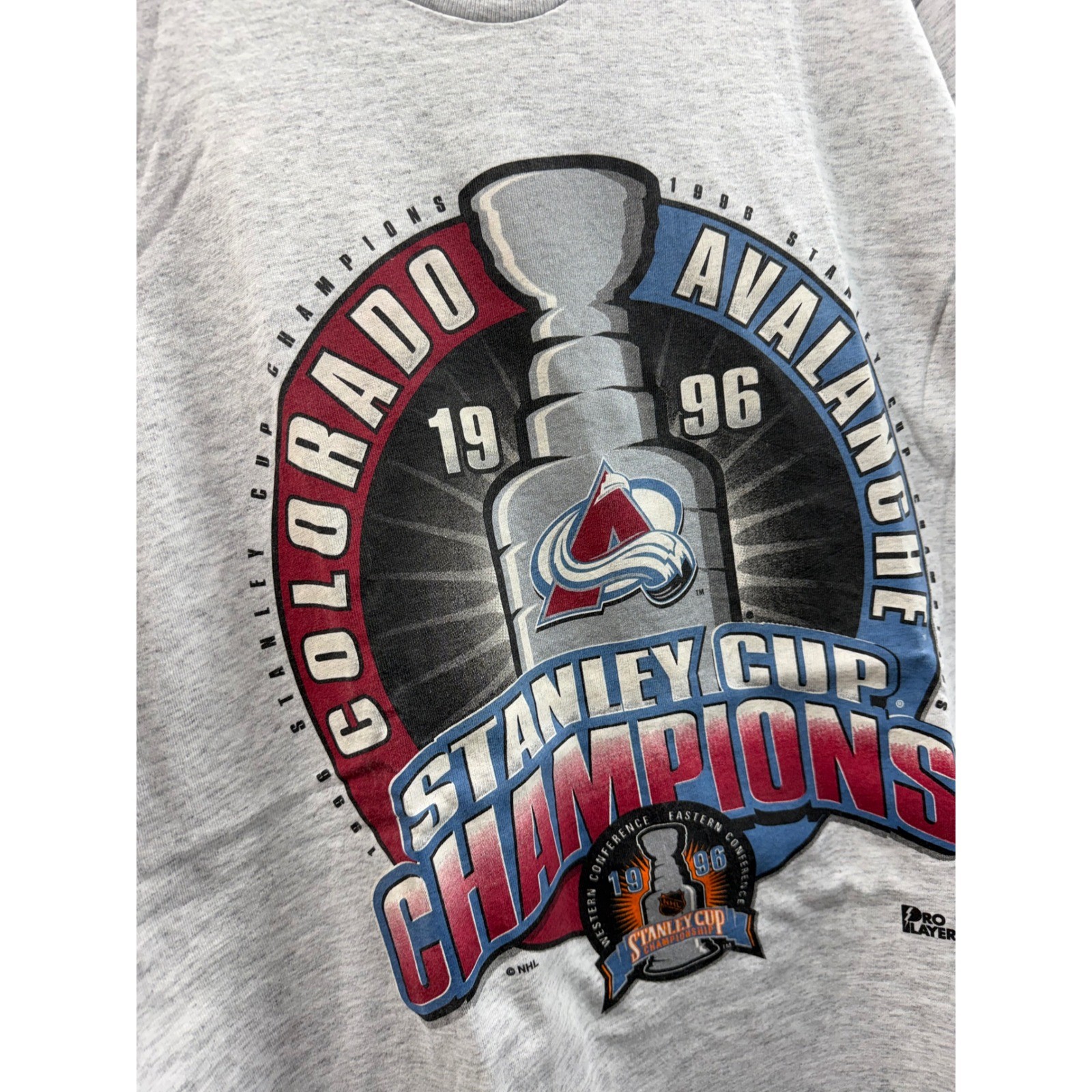 Vintage 1996 Colorado Avalanche Stanley Cup Champions Shirt Men L Gray Artex NHL gallery