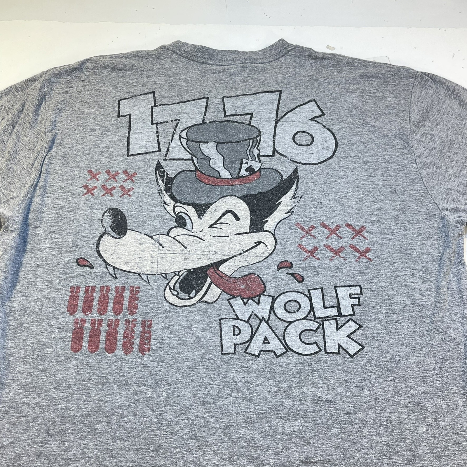 1776 UNITED WOLF PACK MILITARY USAF ART TEE T SHIRT Mens L Gray