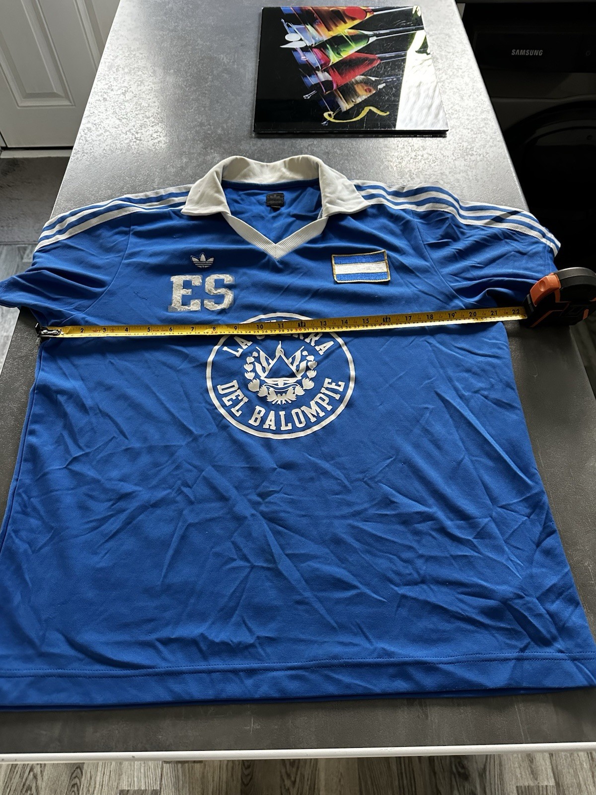 Rare Vintage 2005 Adidas EL SALVADOR Originals Football Polo Shirt Medium Blue