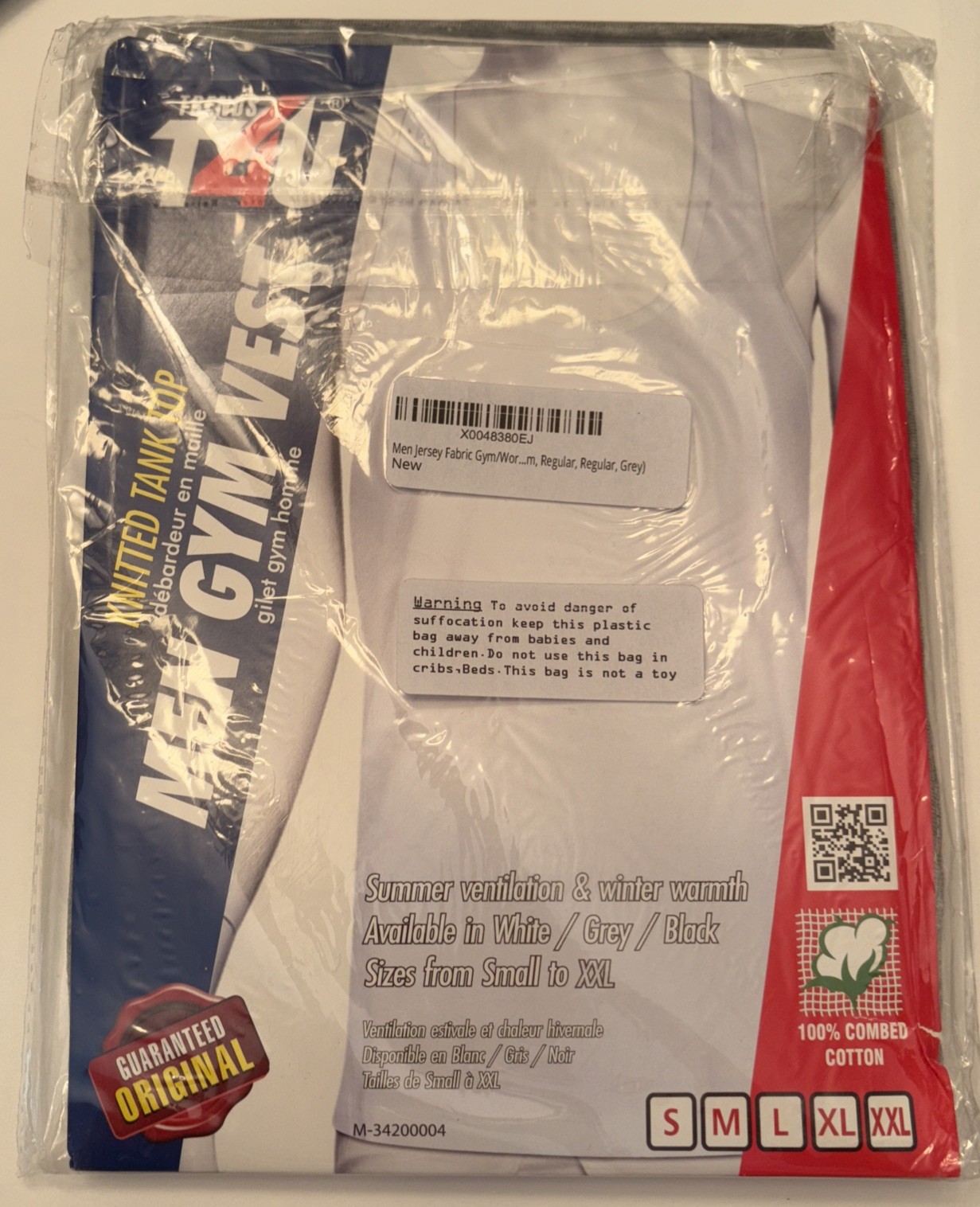 Knitted Jersey Fabric Men, Undershirts, Tank top Sleeveless Vest. Size M gallery