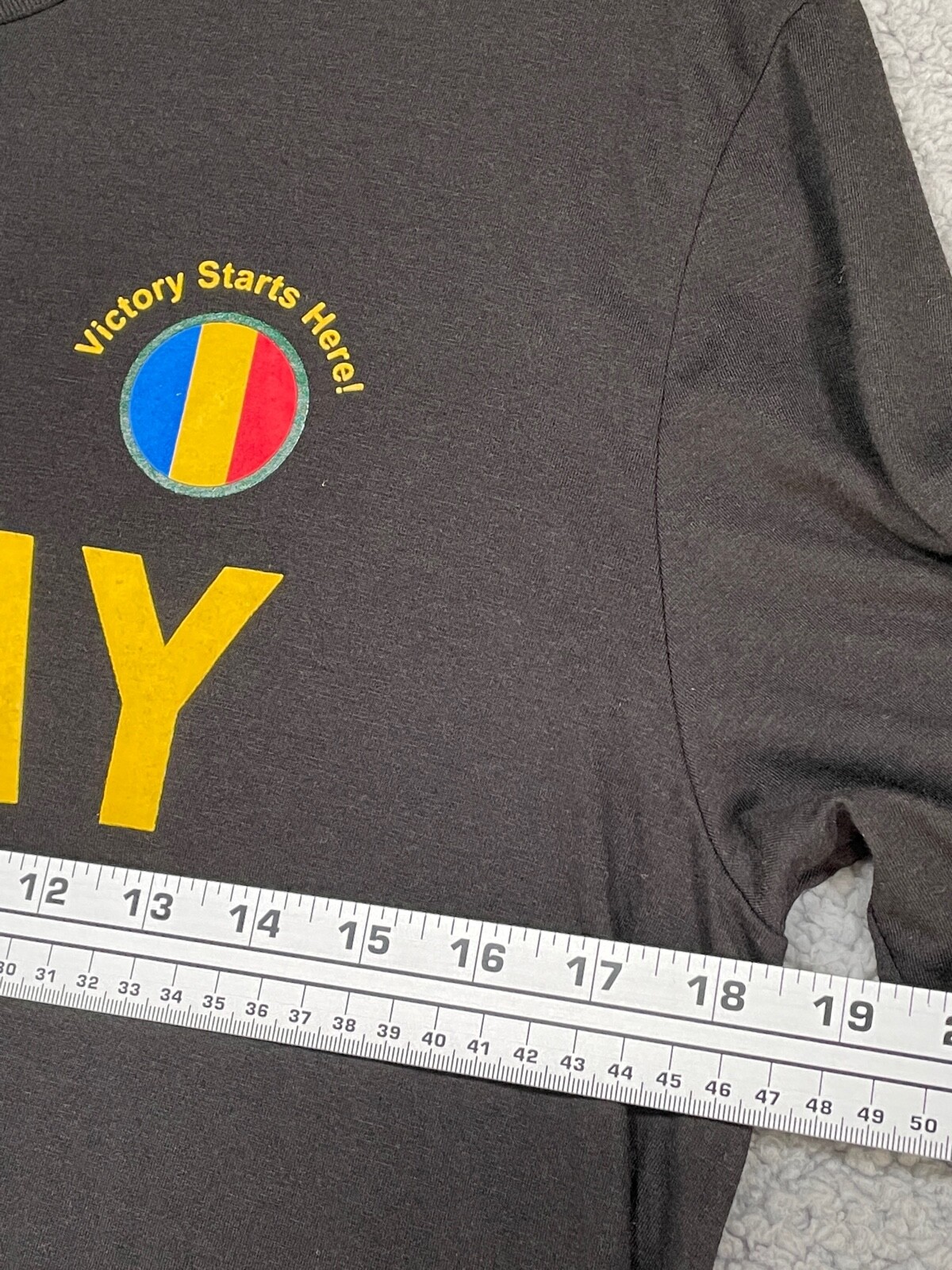 District Perfect Tri Black Crew Neck T Shirt STAY ARMY VICTORY Graphic Size M gallery