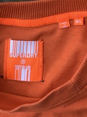 SUPERDRY Orange Newspaper Ransom Note Style Logo Print T-Shirt 2003 Men’s M / L