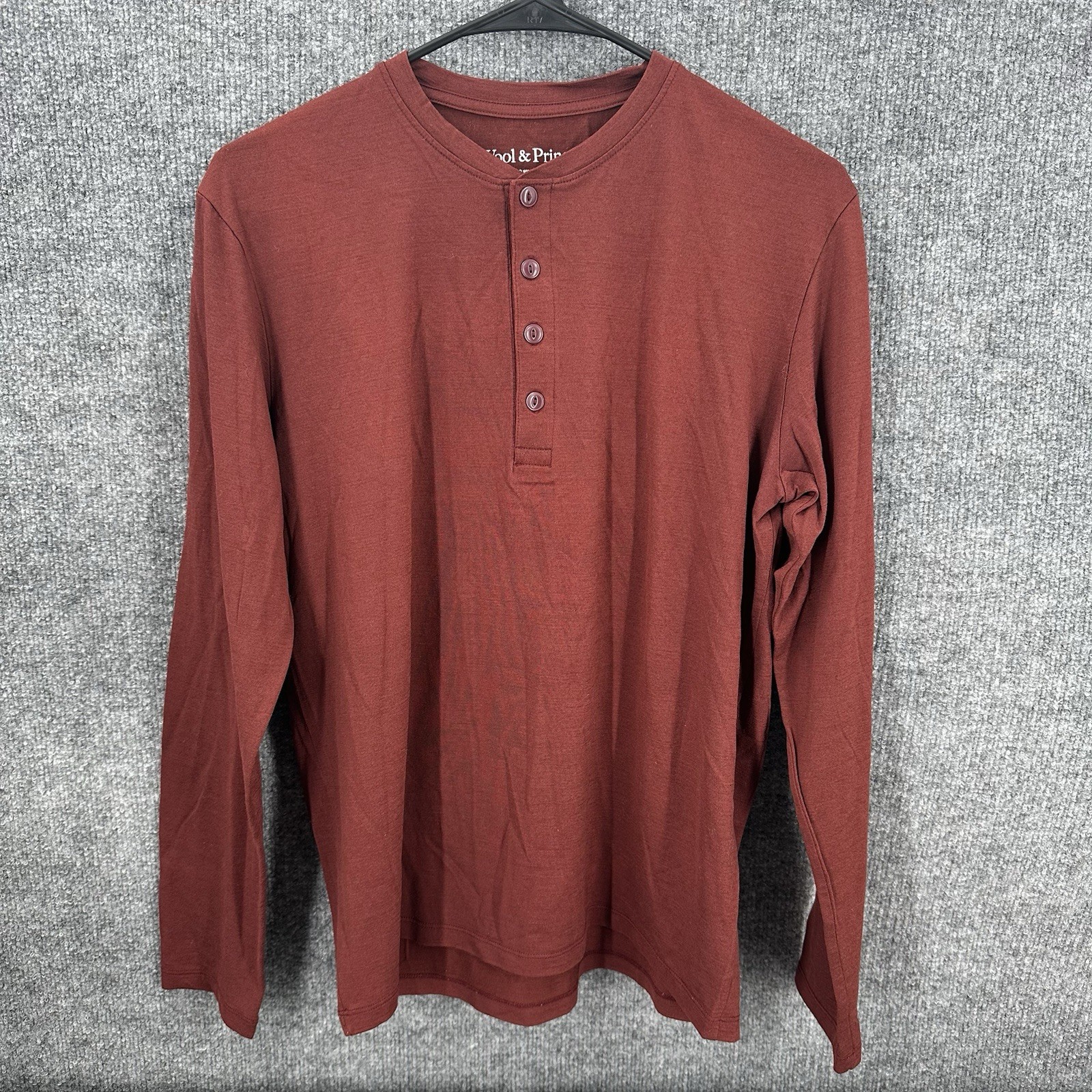 Wool And Prince Henley Shirt Men’s M Merino Wool Blend Pullover Maroon