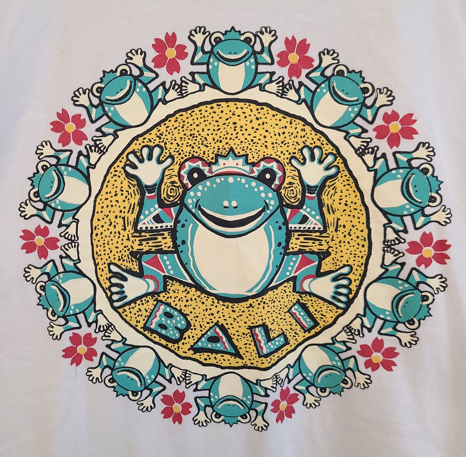 Vintage Frog Bali Pop Art University Of Leisure Men T-Shirt White, Size M gallery