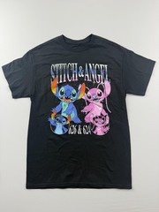 Disney Shirt Mens Medium Black Stitch & Angel Graphic Tee Cartoon Lilo & Stitch