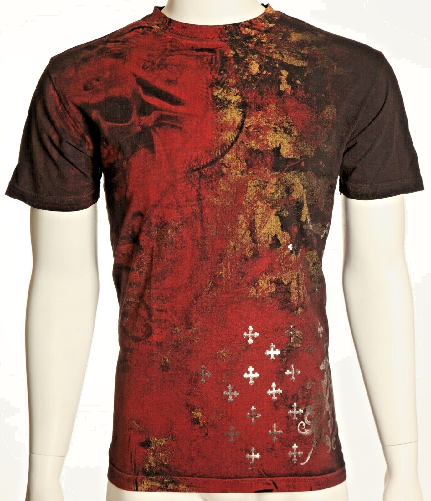 ARCHAIC by AFFLICTION Black BRASS Short Sleeve Slim Fit Y2K MMA Elite T-shirt gallery