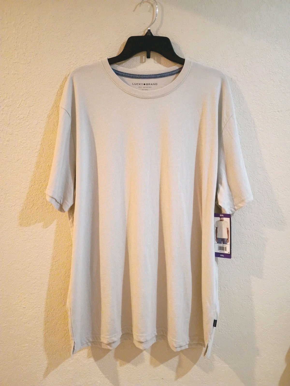 Lucky Brand Crewneck Ribbed Collar Short Sleeve Jersey Tee (Lunar Rock, XXL)