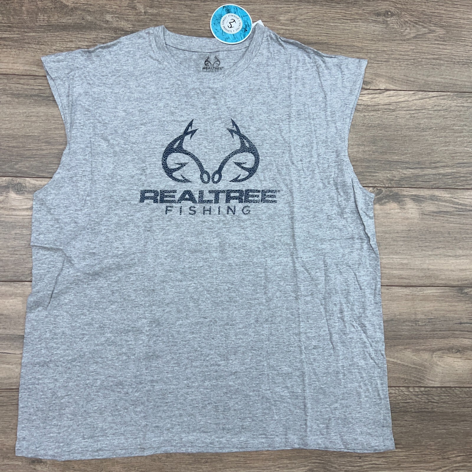 Realtree Fishing T-Shirt Gray Tank Logo Graphic Sleeveless Crew New Men’s Size M