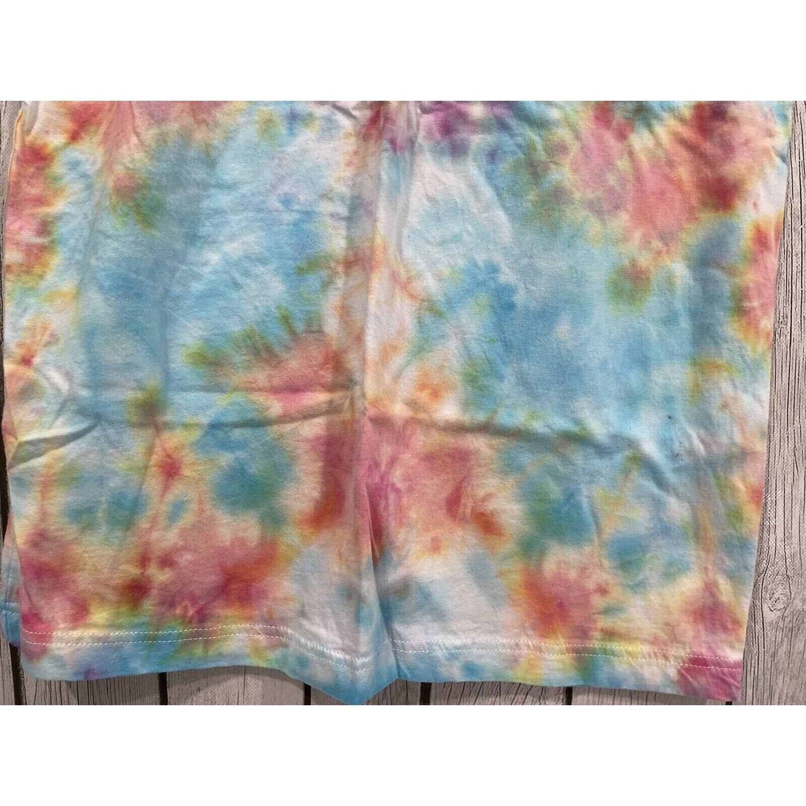 Bella Canvas Tie Dye T Shirt Blue Pink Yellow Short Sleeve Crew Neck M Handmade gallery