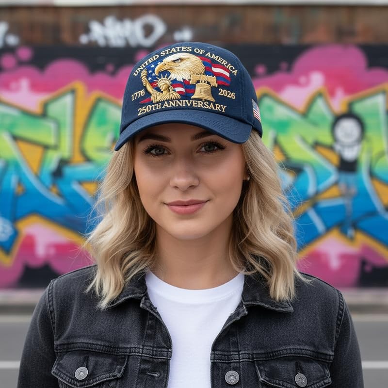 250 Anniversary USA Hat â€“ United States 250th Anniversary Adjustable Cyan gallery