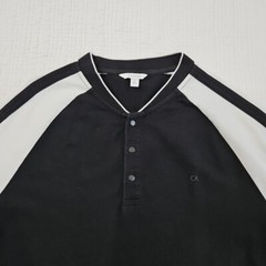 Calvin Klein Raglan Sleeve Button T-Shirt Men’s Medium Black & White EUC LN