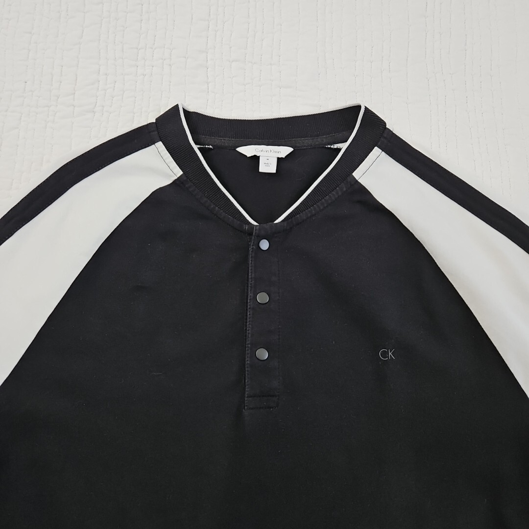 Calvin Klein Raglan Sleeve Button T-Shirt Men's Medium Black & White EUC LN gallery