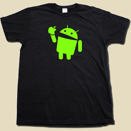 Android Eats Apple Super Soft Cotton T-Shirt FUNNY & Nerdy computer geek TSHIRT! gallery