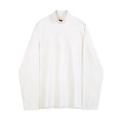 Mens Bottoming Long Sleeved Tee Thin T-Shirt Half Turtleneck Loose Crewneck Top