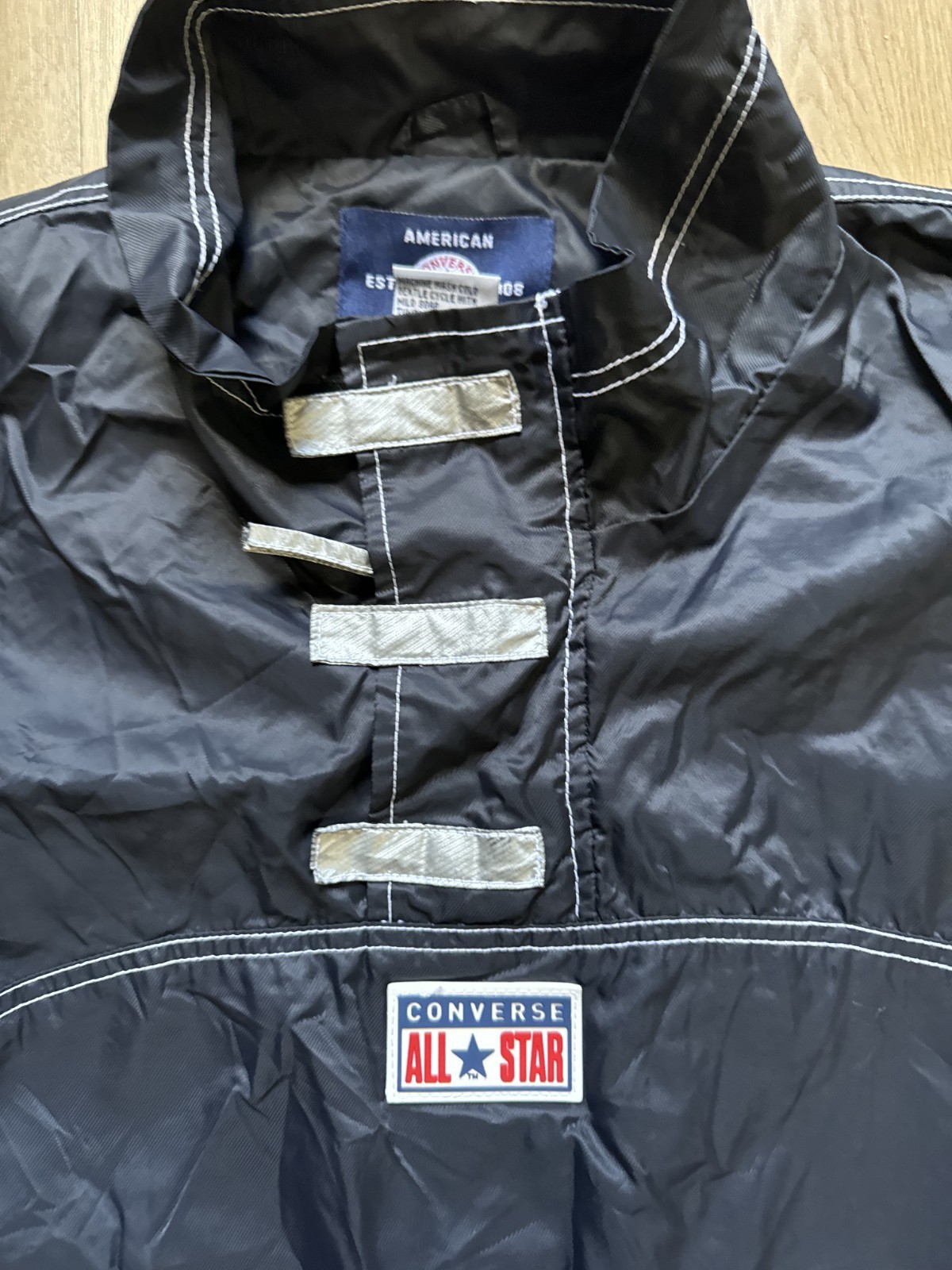 Converse Navy Stitch Logo Patch Old Skool Half-Zip Pullover Anorak XL gallery