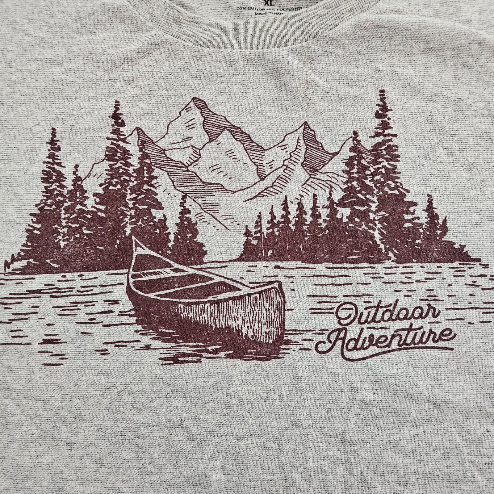 Outdoor Adventure Mountains Lakes Gray Short Sleeve Cotton Blend T-Shirt Mens XL