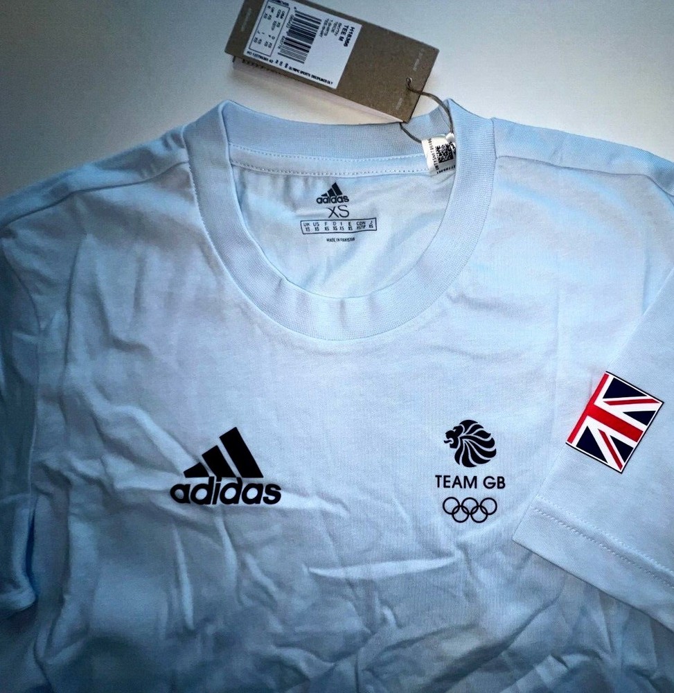Team GB Olympic Tee Adidas 100% Cotton Gym Shirt Mens Women Blue XS S M L XL 2XL