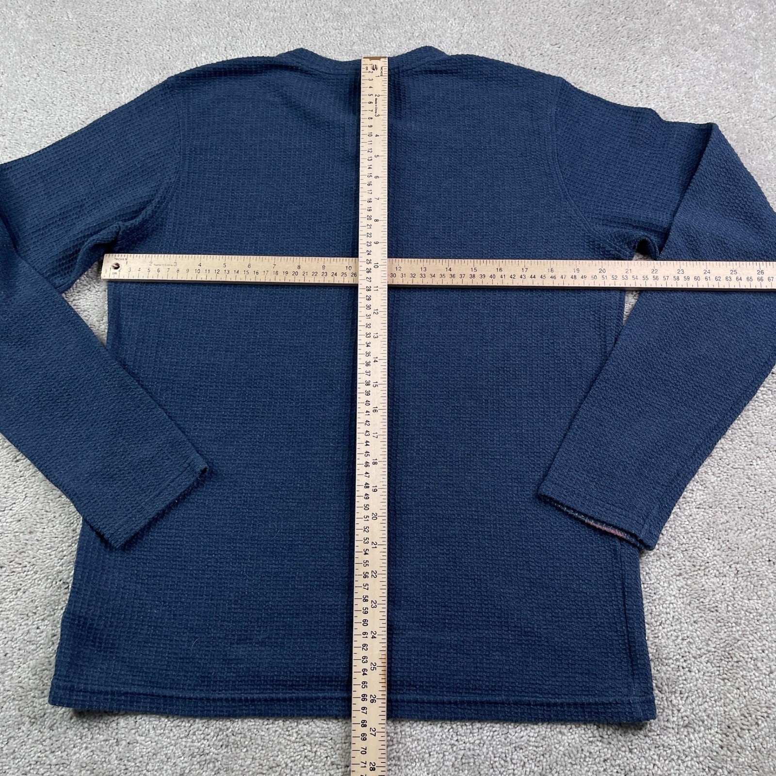 Columbia Shirt Mens Medium Blue Long Sleeve Henley Textured Waffle Knit gallery