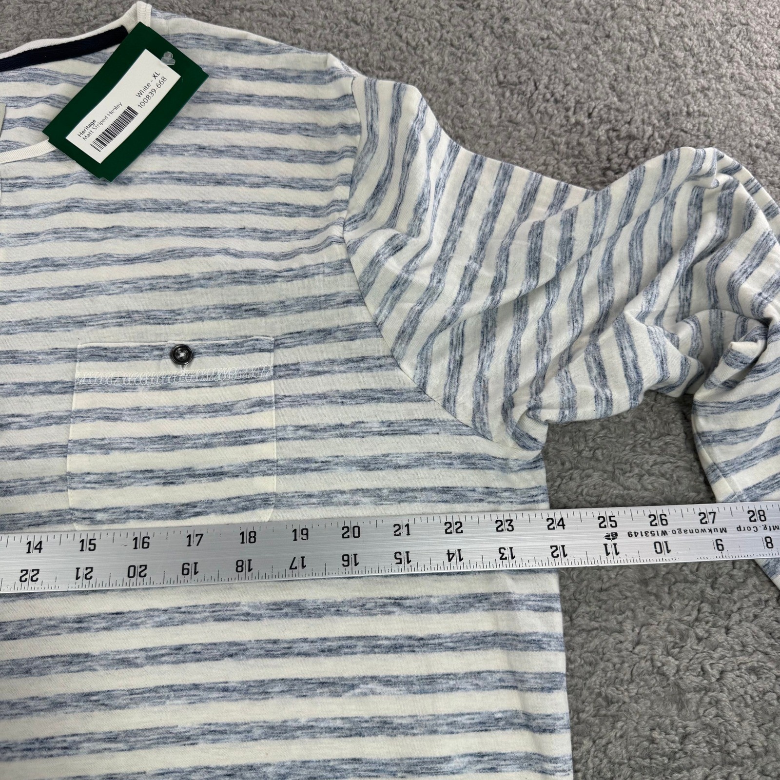 Heritage Report Collection Men XL Matt Striped Henley Shirt Navy White 286430H17 gallery