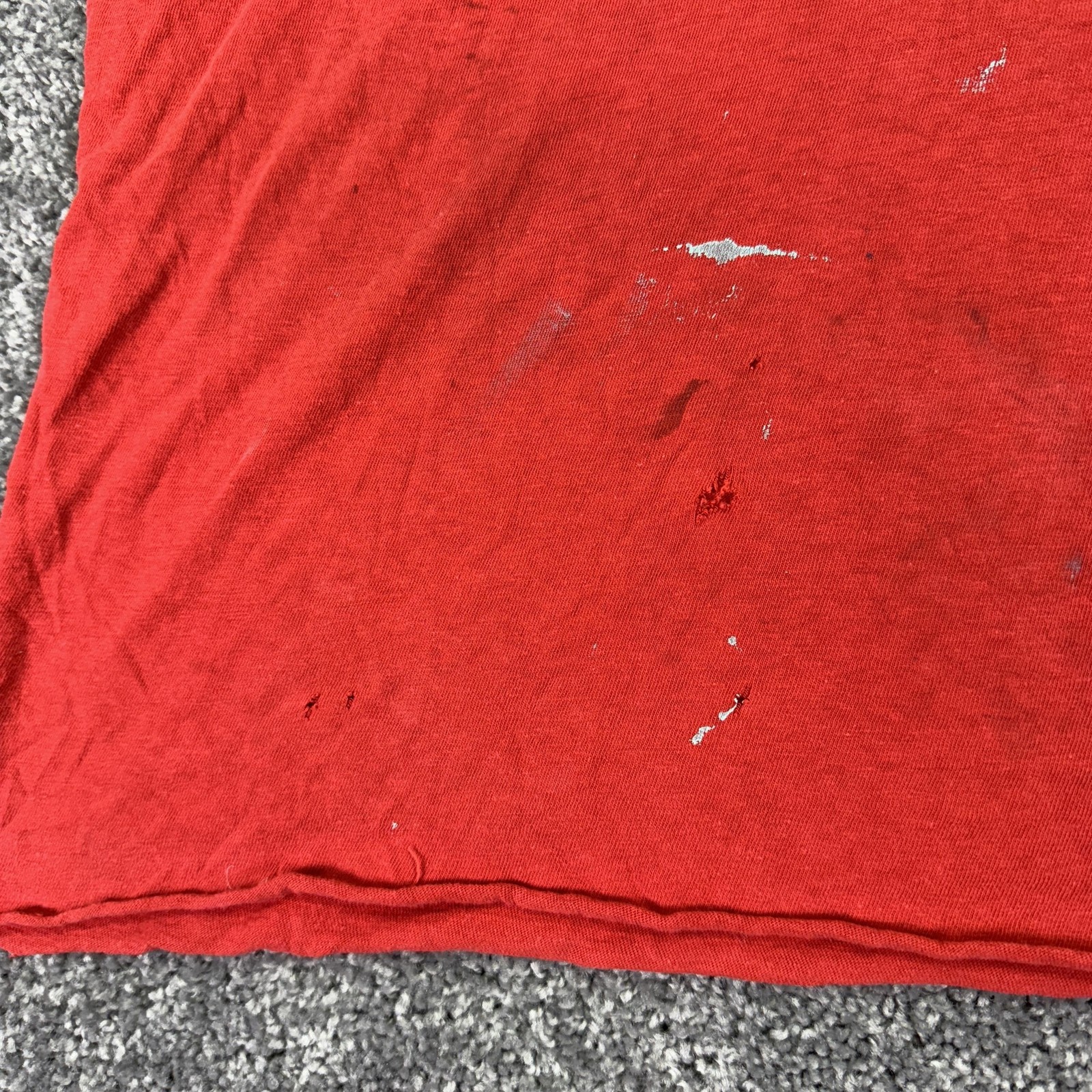 Vintage Stedman Shirt Mens Large Red Blank Distressed Tee USA Casual Workwear gallery