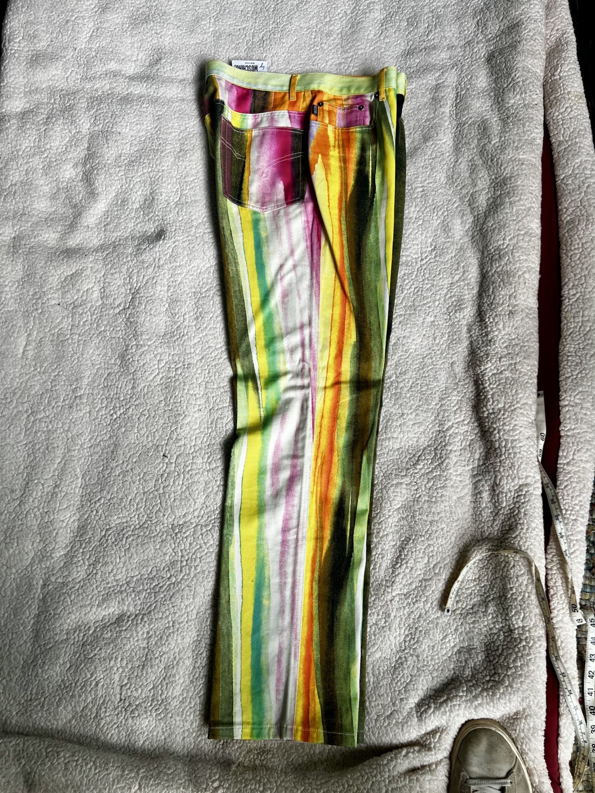 Vintage Moschino Cheap & Chic 2 piece multi-color striped pants/button-up shirt gallery