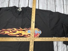 Guangzhou Hard Rock Cafe Large Flame Graphic Black Long Sleeve Shirt Men SEE PIC