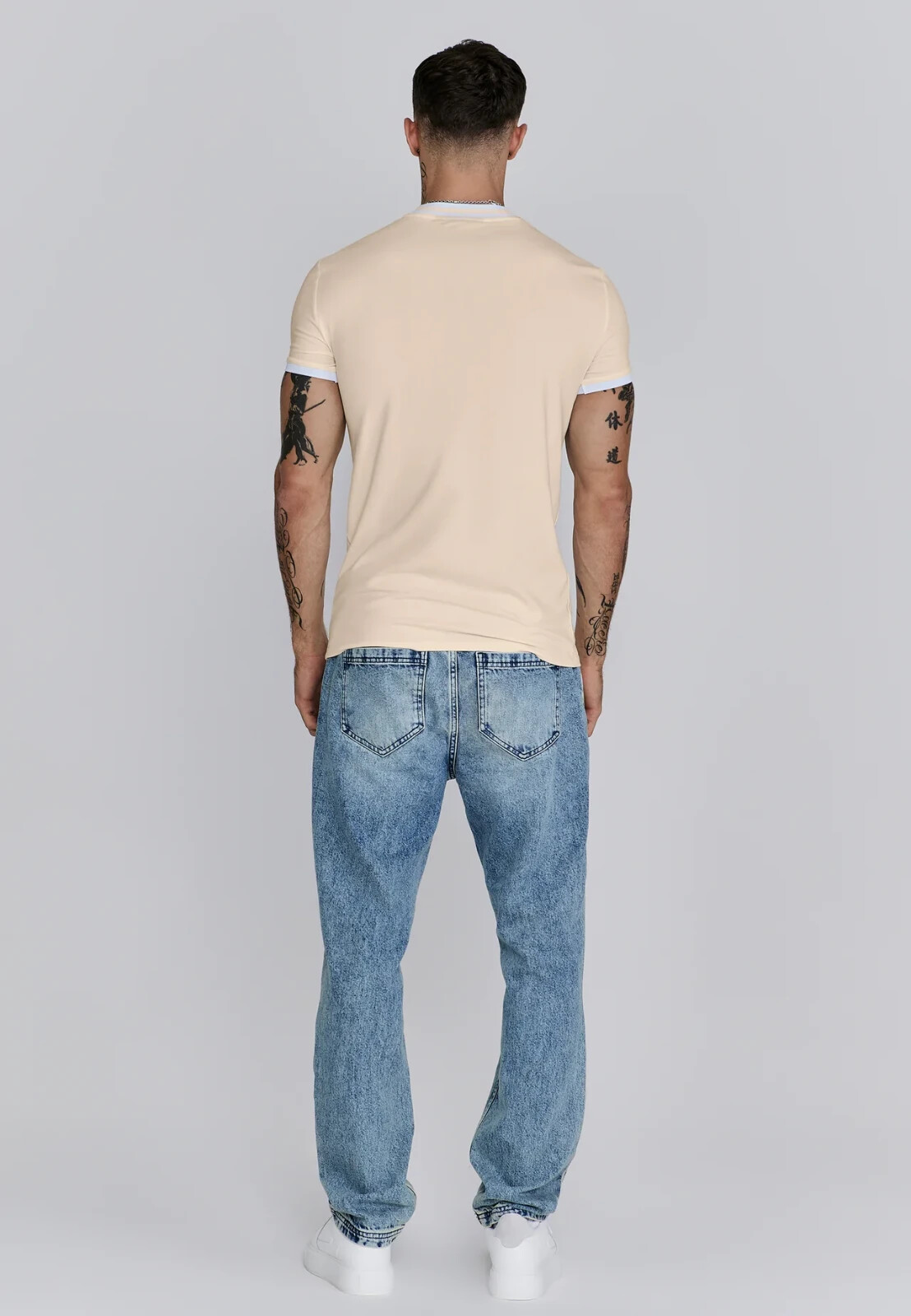 SikSilk Men;s Ecru Ringer T-Shirt Medium gallery