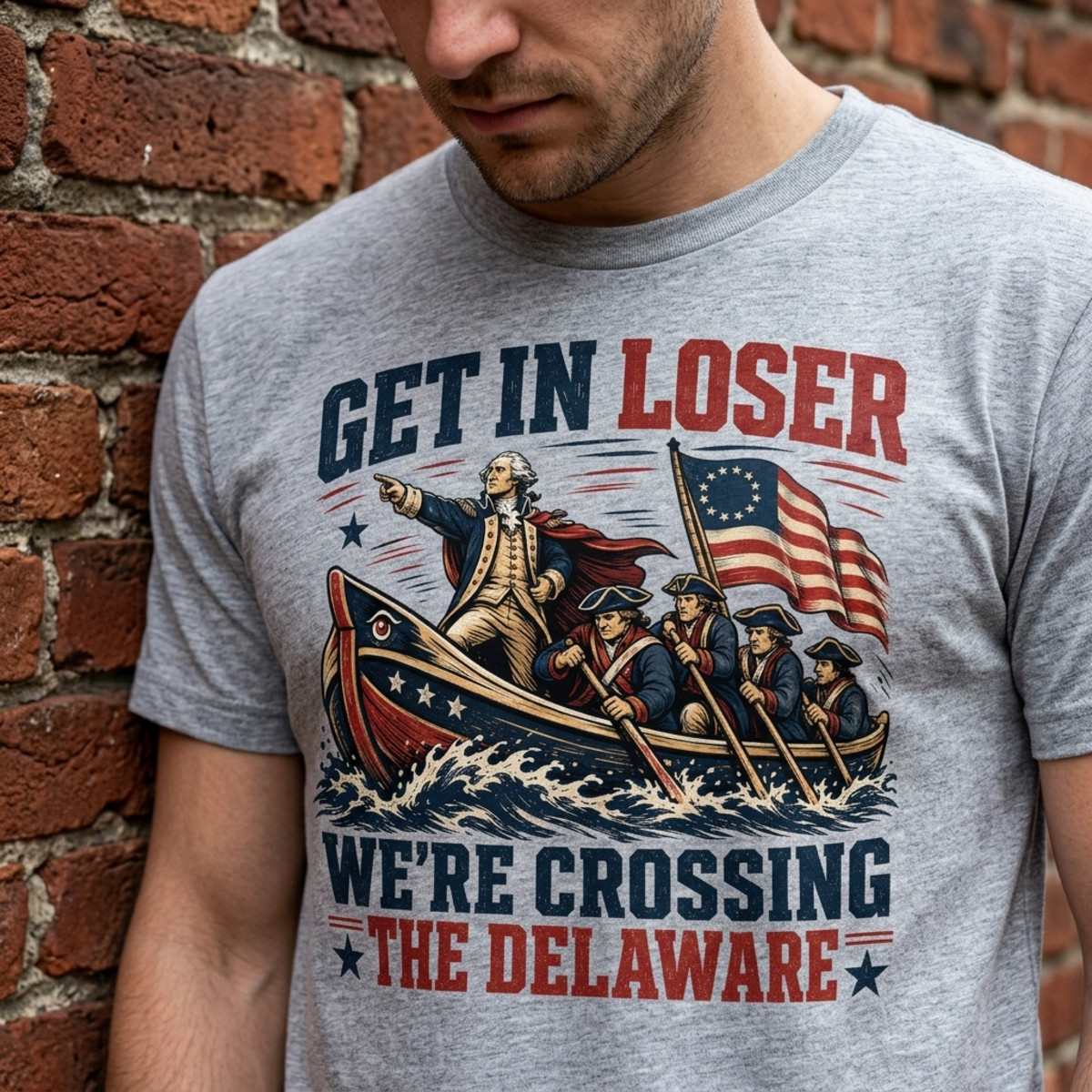 Get In Loser We're Crossing The Delaware Shirt, Funny George Washington T-Shirt gallery