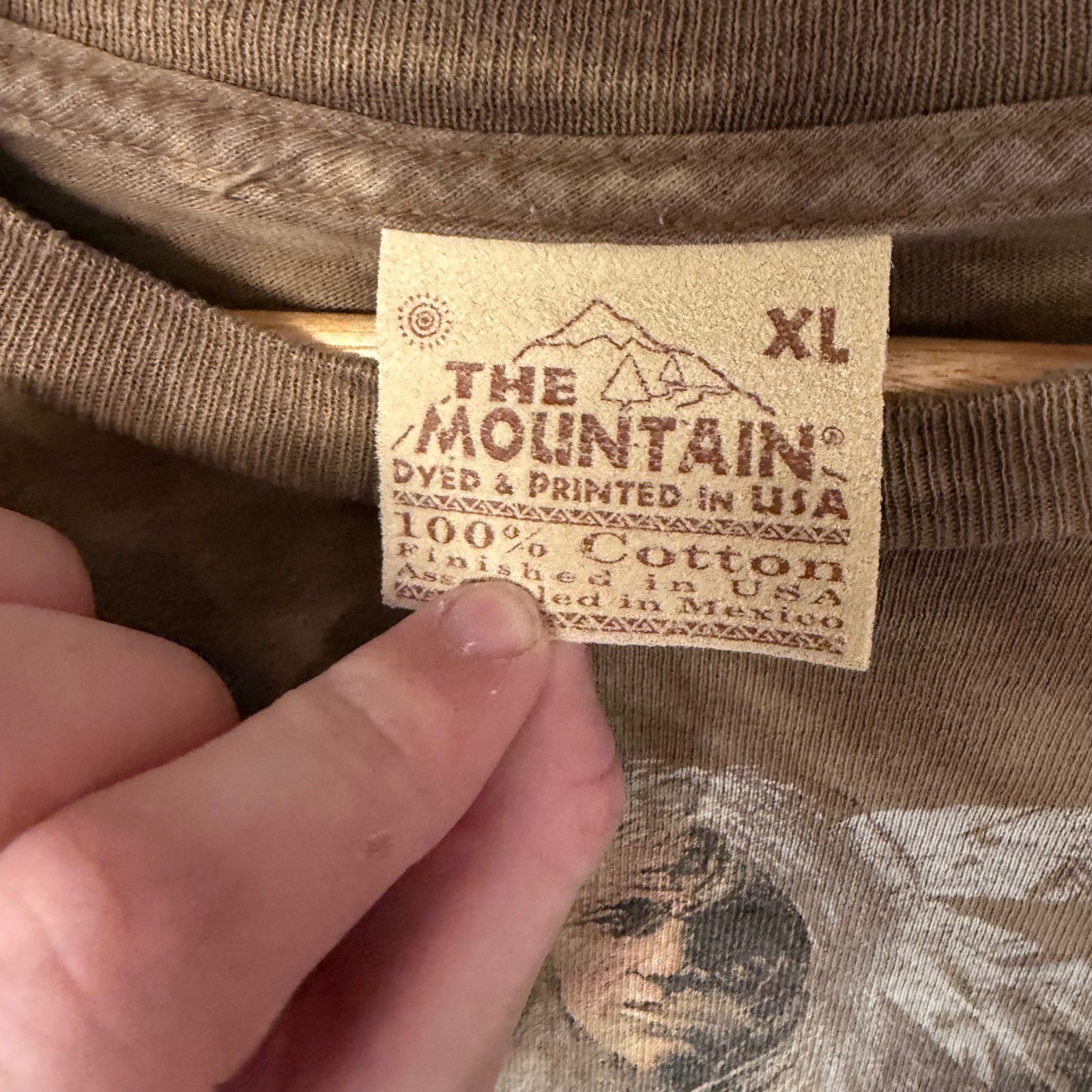 The Mountain Mens XL Brown Tie Dye Native American Warrior Wolf Long Sleeve S gallery