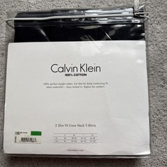 NWT Calvin Klein 100% Cotton 3 Pack Slim Fit Black Crew Neck T-Shirts Mens Sz L