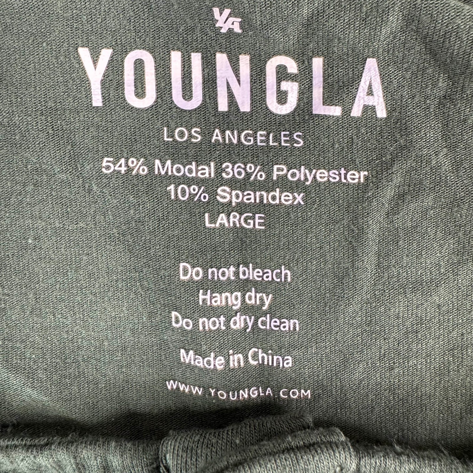YoungLA Mens Large Green Modal Polyester Spandex Oversized Henley T-Shirt gallery