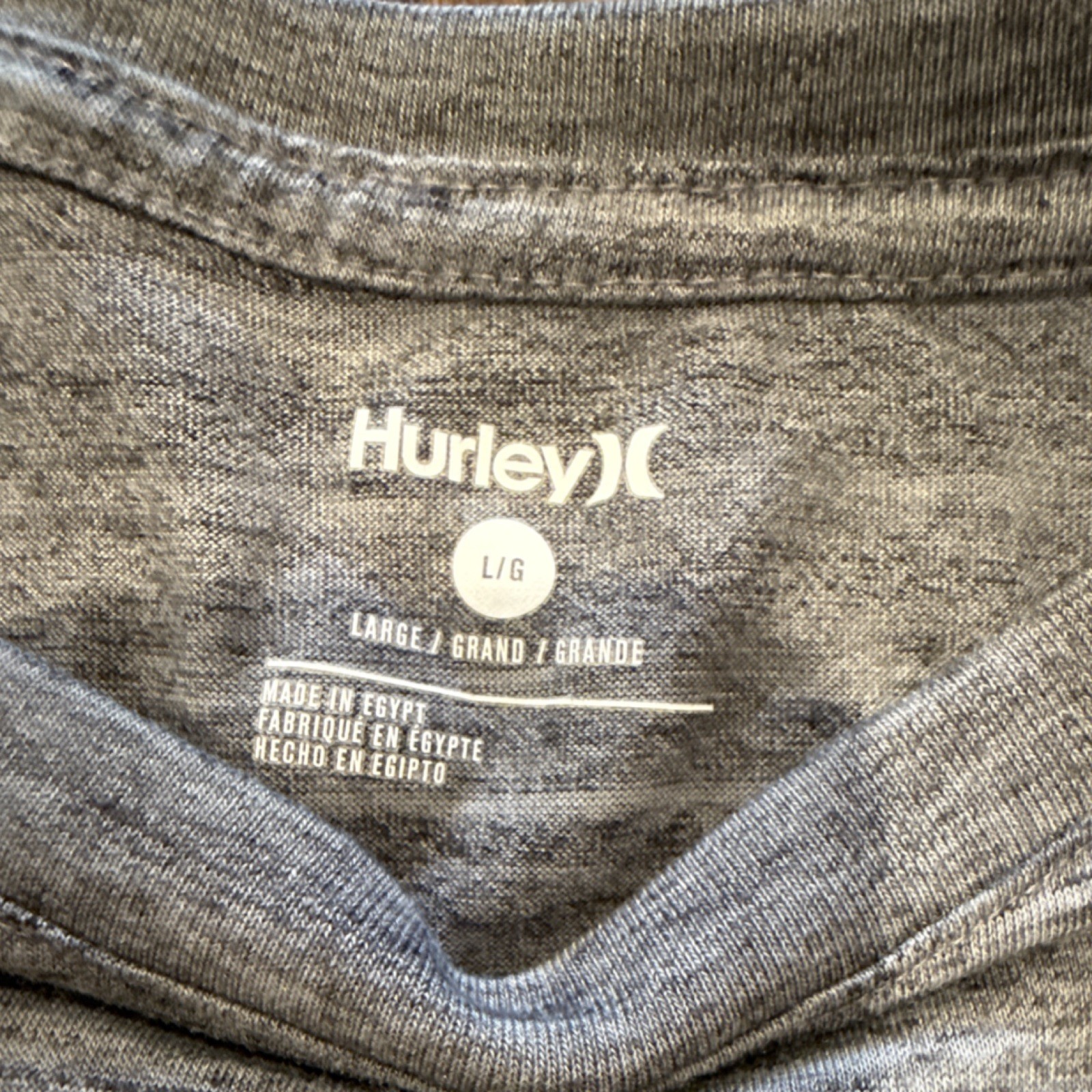 Hurley Men's Gray Graphic Logo Cotton Crew Neck Short Sleeve T-Shirt, Size L gallery