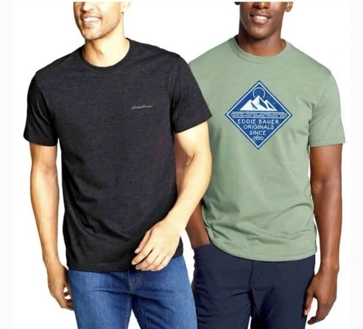 Eddie Bauer Men’s T-Shirts 2-Pack x2 (4 Shirts) Size XXL Green & Gray gallery