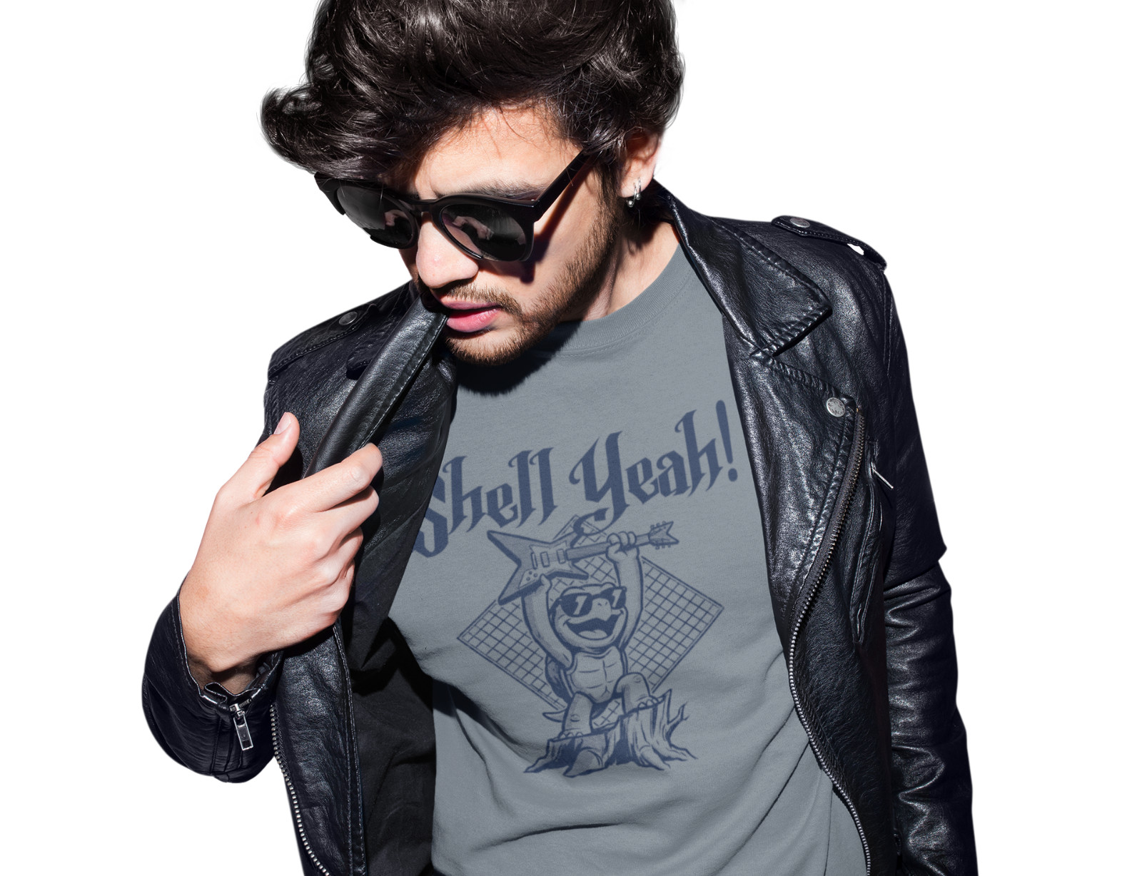 Shell Yeah Turtle pet Rock & Roll grunge college T-Shirt Funny Guitar Music Tee gallery