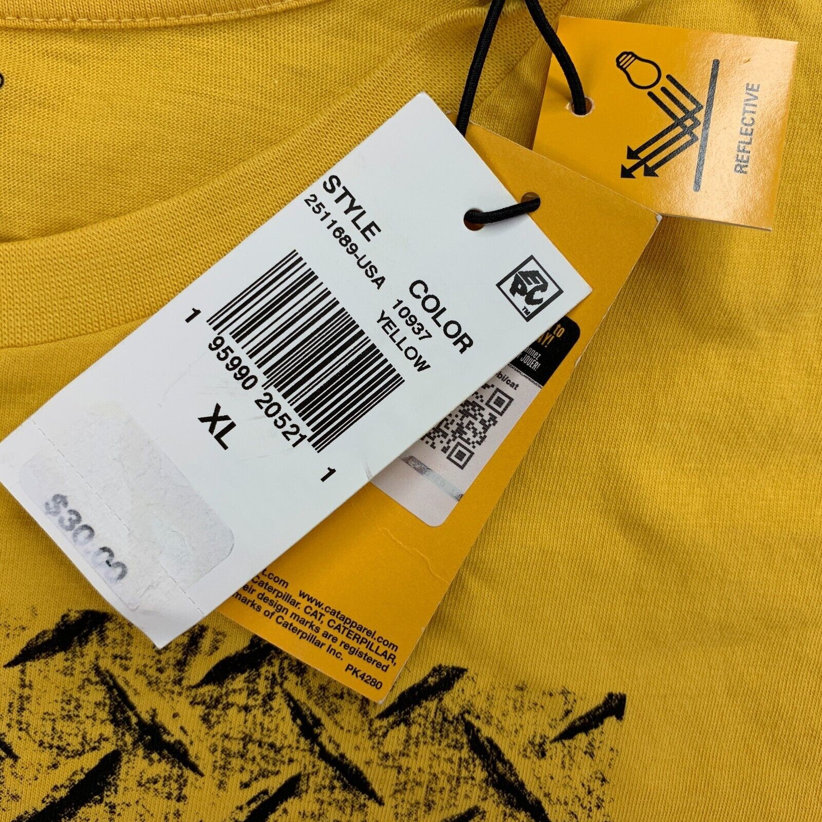 Caterpillar Mens Diamond Plate CAT Logo Graphic Short Sleeve T-Shirt Yellow XL gallery